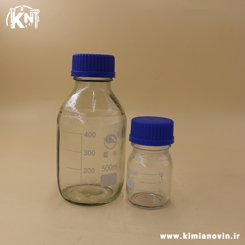 شیشه درپیچ‌دار آبی (بطری آزمایشگاهی) کلاس A و B